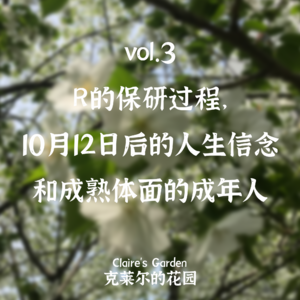 vol.3 R的保研过程，10月12日后的人生信念和成熟体面的成年人