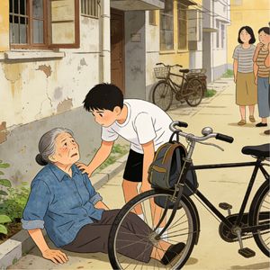 不是我撞的，我也可以把她扶起来：阜阳少年一句话，让人破防！