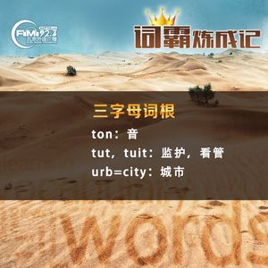 19-12-24 词根词缀背单词 【词根-24】ton音 ；tut，tuit监护，看管；urb=city城市