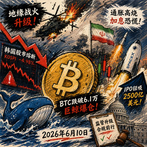 美军直升机遭击落战火升级!美国CPI恐破4重燃加息梦魇,韩股熔断芯片股雪崩,BTC跌破6.1万麻吉巨亏3500万,SpaceX史诗级IPO吸金2500亿,万事达卡推出AI自主支付