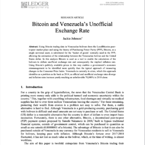 【第404期】(Ledger)比特币:委内瑞拉经济“求生指标”——如何用P2P交易数据揭示恶性通胀和真实汇率