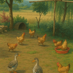 乡间下小雨的早晨 鸟鸣声夹杂呱呱的鸭叫声