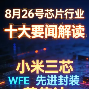 高盛：国产芯片自给率70%！芯片行业十大要闻解读 (0826)