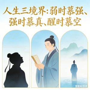 人生三境界：弱时慕强、强时慕真、醒时慕空