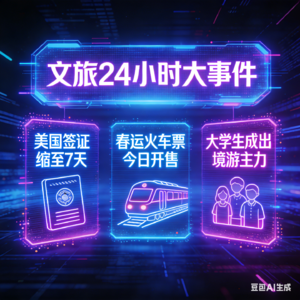 1.19文旅前哨-文旅 24 小时大事件：春运火车票今日开售、美国签证缩至 7 天、大学生成出境游主力