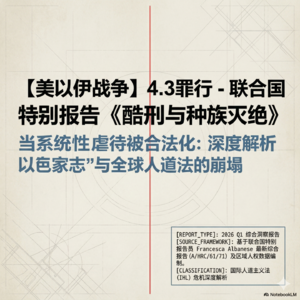 【美以伊战争】4.3罪行 - 联合国特别报告《酷刑与种族灭绝》：当系统性虐待被合法化，深度解析以色列的“国家意志”