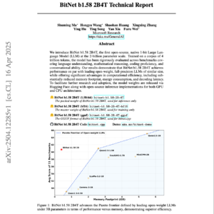 【第309期】（中文）BitNet b1.58 2B4T：1位大语言模型技术报告