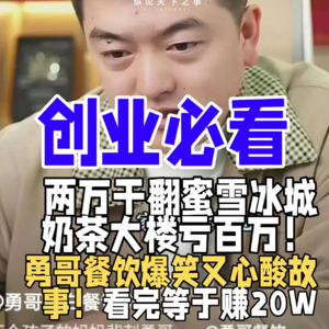 两万干翻蜜雪冰城，奶茶大楼亏百万！勇哥餐饮爆笑又心酸故事！看完等于赚20W
