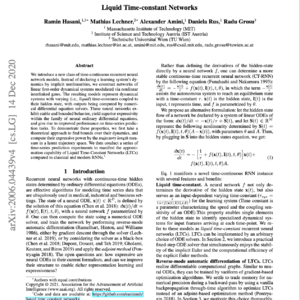 【第65期】Liquid Time-constant Networks：液体（神经）网络是什么？