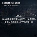 0921 SpaceX纳指权重从1.37%升至2.82% 中国LPR连续第16个月保持不变