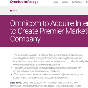 前瞻钱瞻 104. 世界最大营销 广告及传播集团诞生!宏盟 Omnicom 收购 IPG 埃培智集团