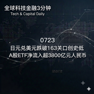 0723 日元兑美元跌破163关口创史低 A股ETF净流入超3800亿元人民币