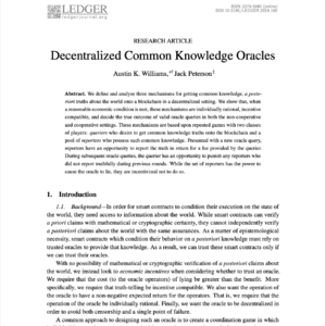 【第406期】(Ledger)预言机终极挑战:经济惩罚如何击败谢林点共谋?——深度解读去中心化预言机激励新范式