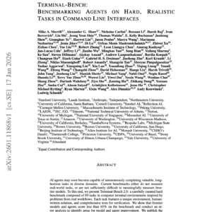 【第526期】Terminal-Bench 2.0:复杂命令行任务智能体基准测试