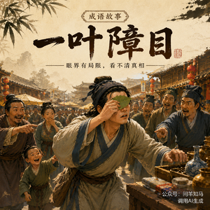 一叶障目-比喻被眼前细小、局部的事物蒙蔽，看不到事物的本质和整体。