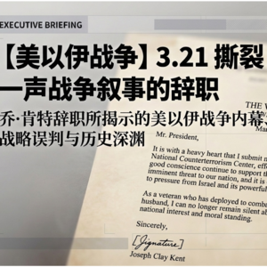 【美以伊战争】3.21撕裂 - 乔·肯特辞职所揭示的本场战争内幕、战略误判和可能走向的历史深渊