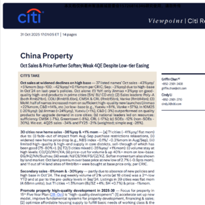 花旗报告深度解析：中国房地产“高质量发展”新模式下，市场如何分化与承压（2025年10月数据透视）