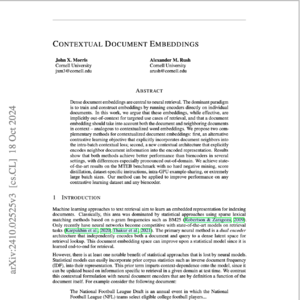 【第29期】Contextual Document Embeddings