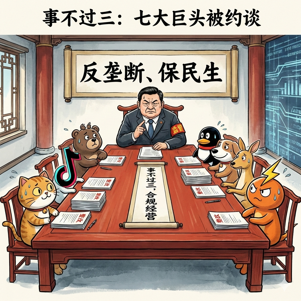 事不过三，阿里巴巴、抖音、腾讯等7家企业被约谈 episode artwork