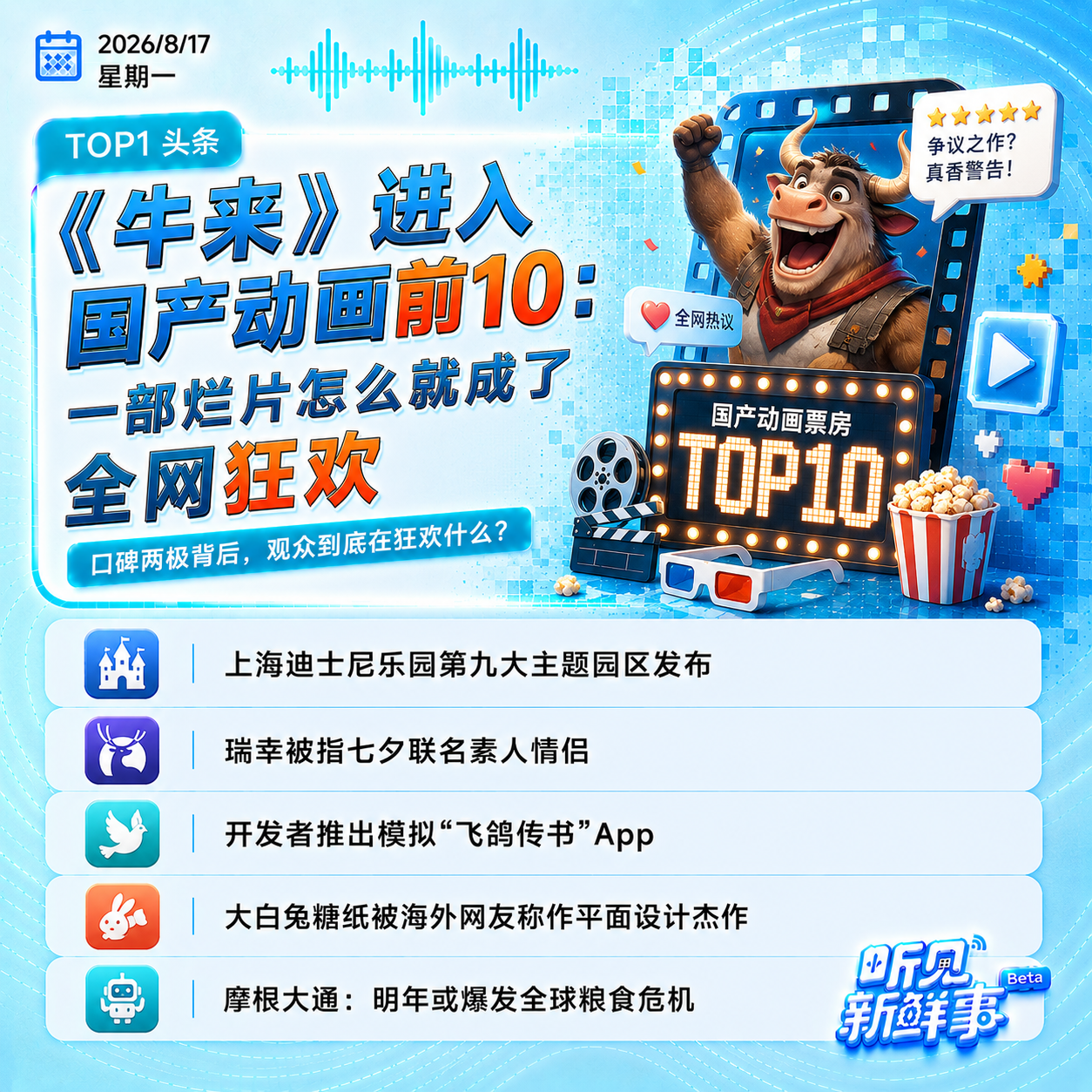 0817｜《牛来》进入2026国产动画前10;瑞幸被指七夕联名素人情侣 episode artwork