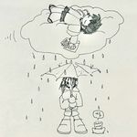 两只羊淋着雨
