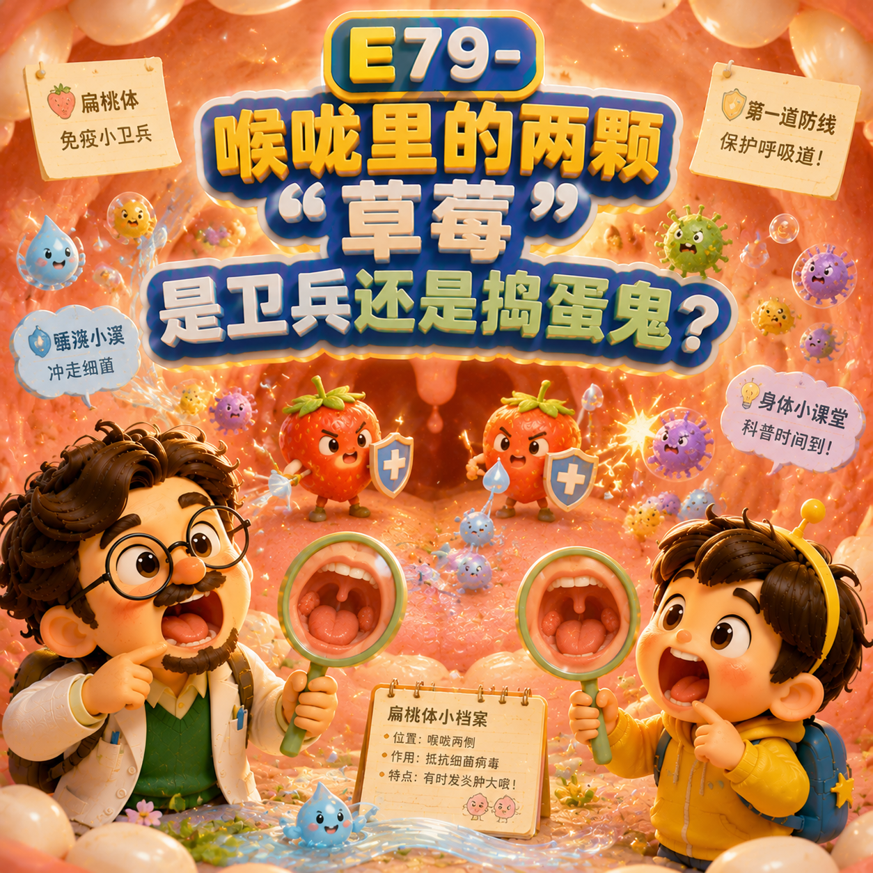 E79-扁桃体：喉咙里的两颗“草莓”是卫兵还是捣蛋鬼？｜人体 episode artwork