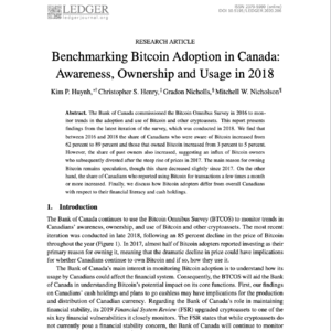 【第421期】（Ledger）揭秘加拿大央行报告：比特币泡沫破裂后（2018）谁在持有？知识越少越敢买？
