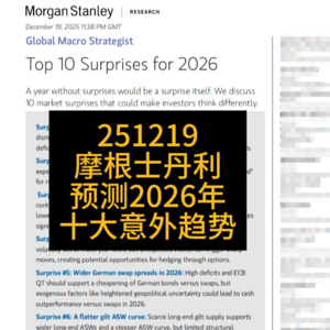 摩根士丹利预测2026年十大意外趋势