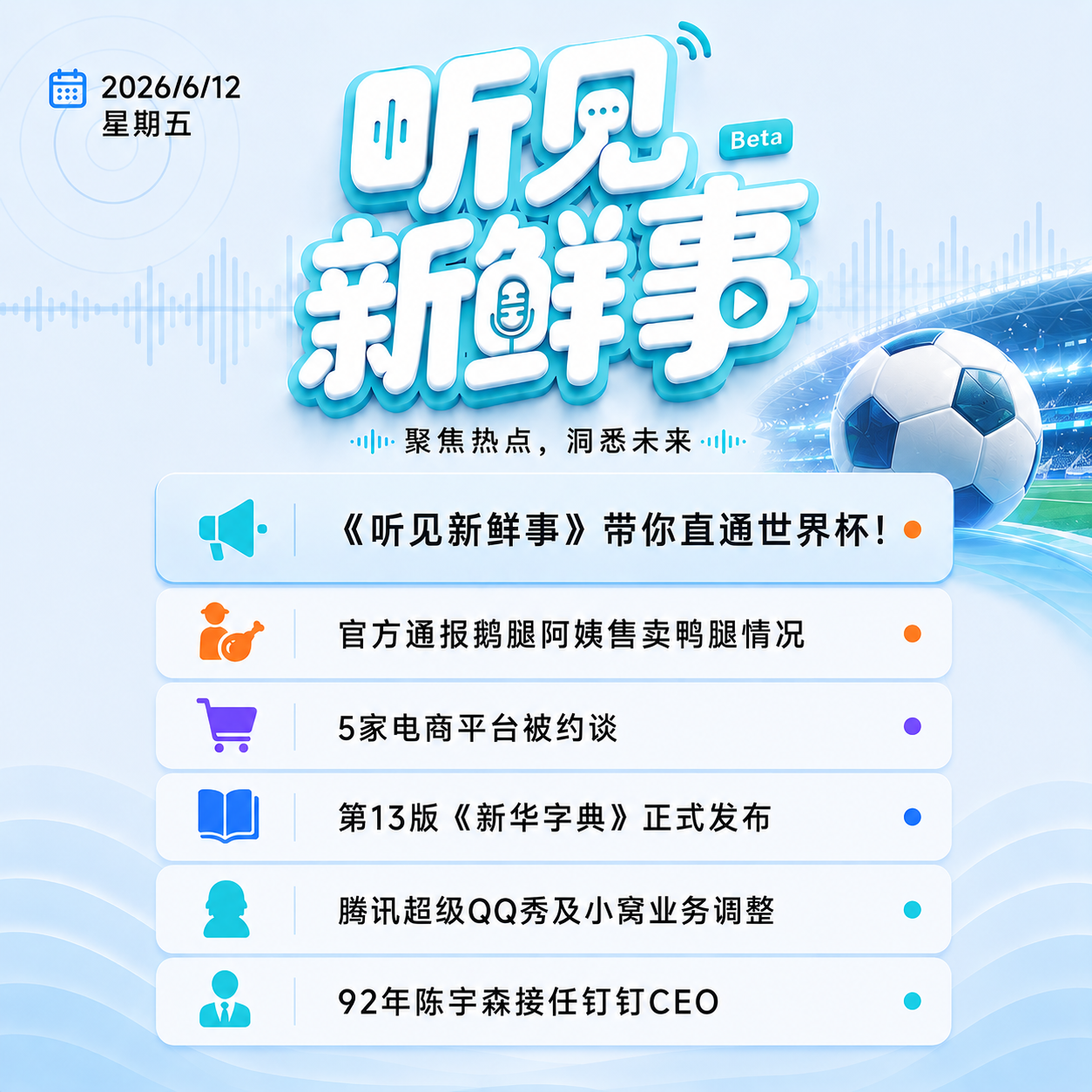 0612｜世界杯有3场开幕式;5家电商平台被约谈;25届毕业生月薪6435元 episode artwork