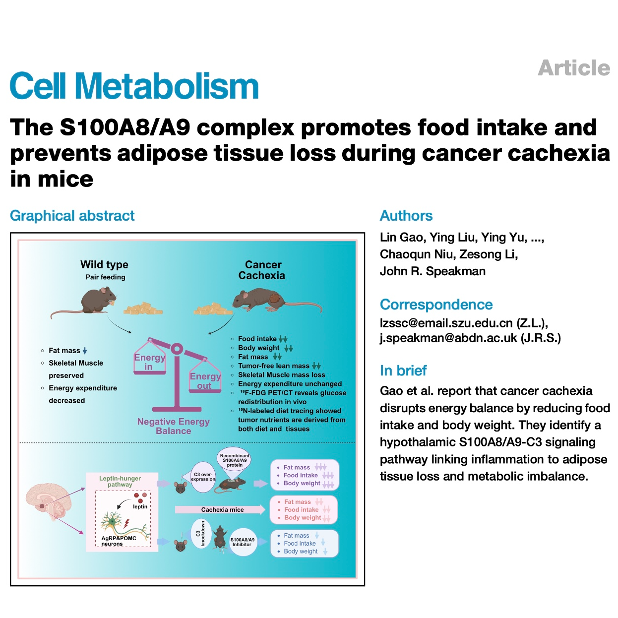651-S100A8/A9 and Hypothalamic Regulation of Cancer Cachexia episode artwork