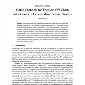【第381期】（Ledger）链下扩容与分片：Huntercoin的挑战与Game_Channels的去中心化游戏未来