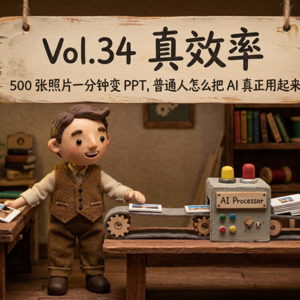 Vol.34 真效率 | 500 张照片一分钟变 PPT，普通人怎么把 AI 真正用起来