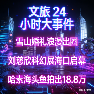 1.11文旅前哨-文旅 24 小时大事件：雪山婚礼浪漫出圈、刘慈欣科幻展海口启幕、哈素海头鱼拍出18.8万