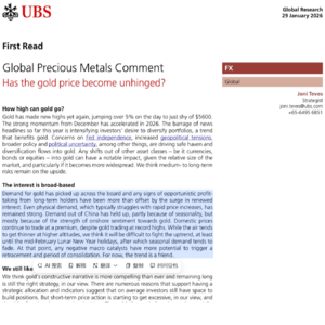 瑞银重磅研报:金价疯涨并非脱缰,贵金属行情藏着关键信号
