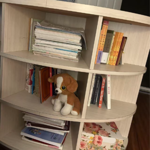 Juju and her bookshelf