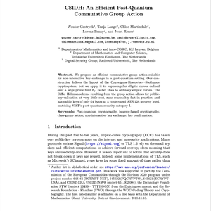 【第647期】CSIDH:高效后量子交换性群作用