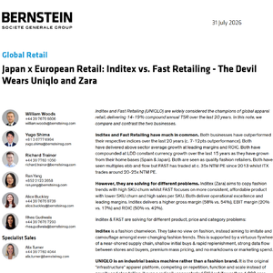伯恩斯坦研报：Zara 与优衣库分属两条成长主线