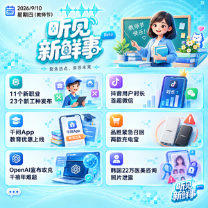 0910｜抖音月活首超微信;品胜召充电宝;韩国医美信息泄露