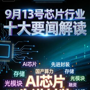 光博会密集发布光模块！芯片行业十大要闻解读 (0913)