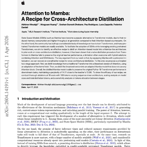 【第614期】从Attention到Mamba:跨架构蒸馏方案