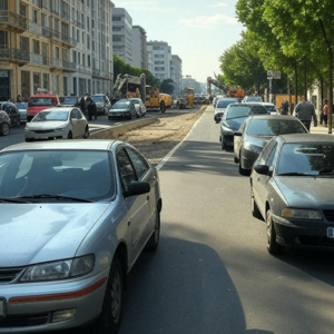 晴朗天气的下午马路边上白噪声