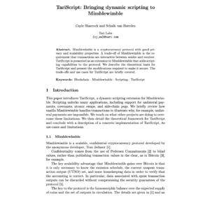 【第513期】TariScript：为Mimblewimble引入动态脚本