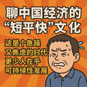 聊中国经济的“短平快”文化😂，这是个急躁又焦虑的时代，更少人在乎可持续性的发展。