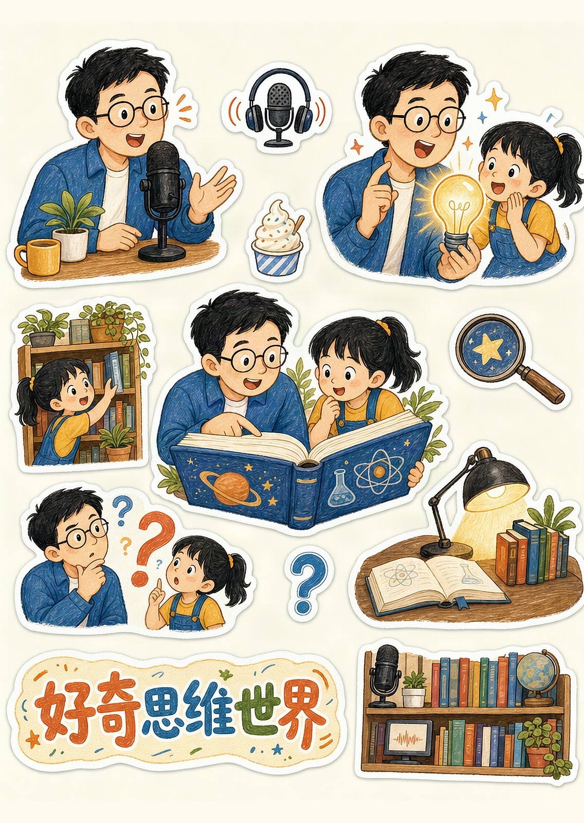 《好奇思维世界》周边贴纸设计图