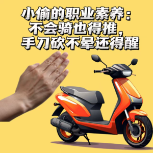 小偷的职业素养：不会骑也得推，手刀砍不晕还得醒