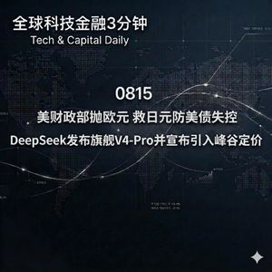 0815 美财政部抛欧元救日元防美债失控 DeepSeek发布旗舰V4-Pro并宣布引入峰谷定价