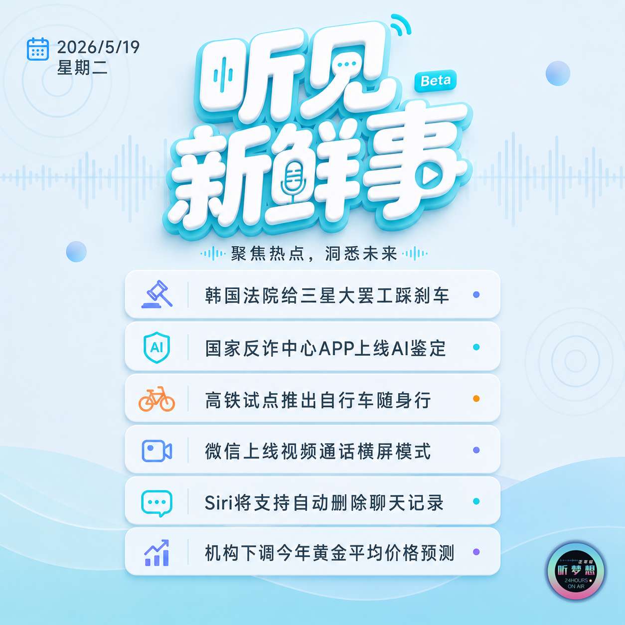 0519｜反诈APP上线AI鉴定;微信可横屏通话;Siri将更新 episode artwork