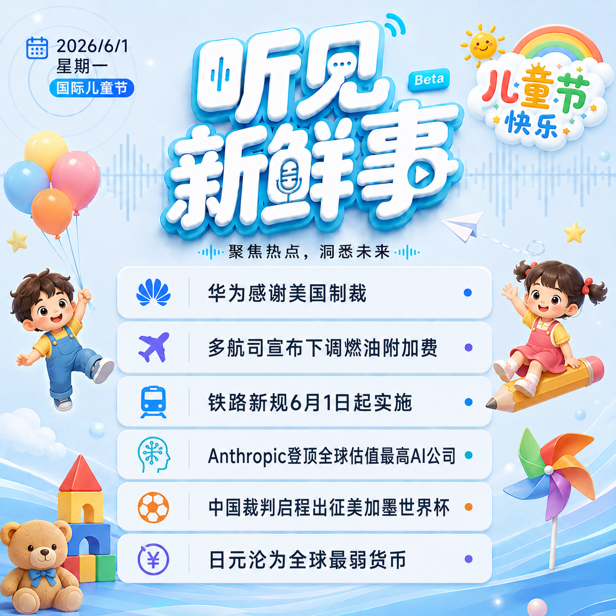 0601｜华为感谢美国制裁;多航司下调燃油费;Anthropic登顶估值最高AI公司 episode artwork