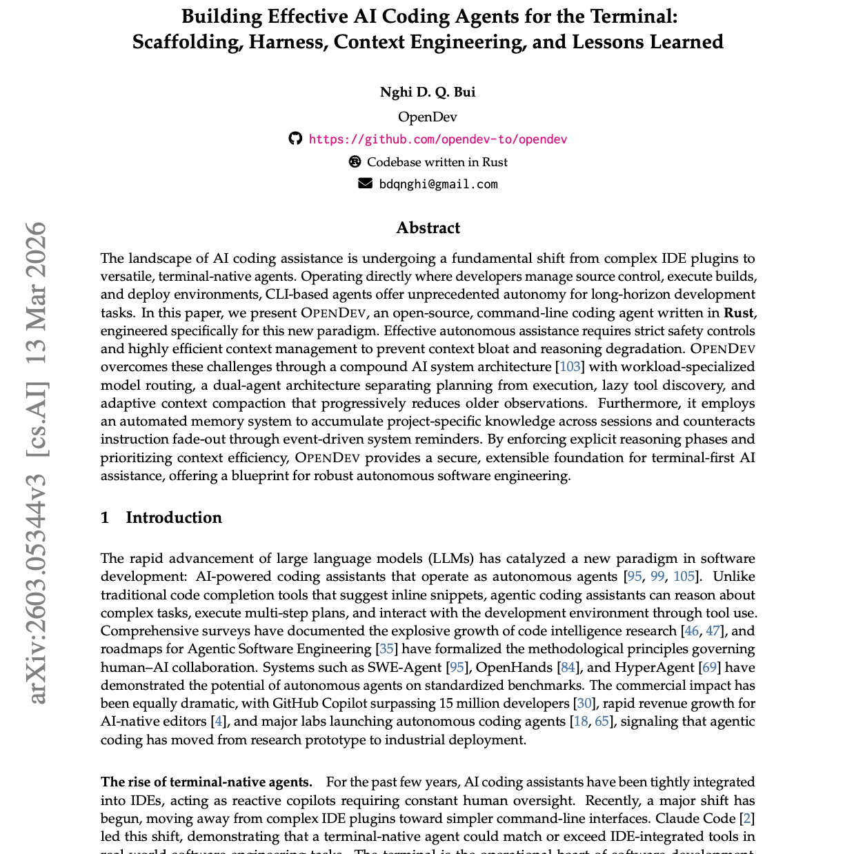 【第572期】OpenDev：基于Rust的终端原生AI编码智能体架构