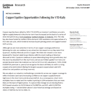 高盛铜业股票深度报告：供需矛盾下的股价弹性与估值重构（聚焦Capx、FCX等巨头）